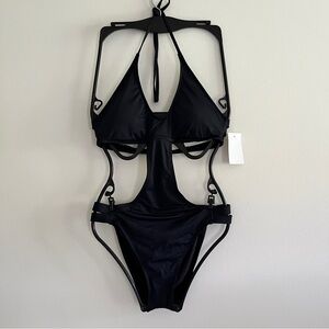 NWT BCBGeneration Black Strappy One-Piece Monokini Swimsuit small 6